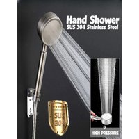 New 304 Stainless Steel Shower Head High-pressure Brushed Handheld Shower Bathroom Pressurized Water Saving Rainfall Showerhead