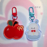 2Pcs/Set Love and Deepspace KeyChain Mobile Pendant Snowman Apple Zayne Caleb Keyring Ornament Backpack Decoration Gift