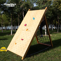 Portable Adjustable Wood Kids Climbing Wall Frame Sports Park Amusement Park Double-side Back Yard Climb Indoor/Outdoor Home