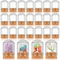 Glass cloche Jar, Display Dome Base Mini Glass Bottles/Jars Display Case for Flower Storage Home Party Favor Decoration