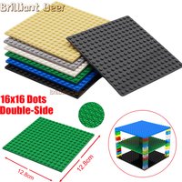 Blocs de Construction de plaques de Base classiques Double face 16x16 points, 4 pièces, plaques de Base en briques, blocs de Construction MOC à monter soi-même, jouets de Construction de ville