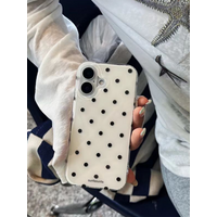Korean Ins Simple Black White Polka Dot Y2K Phone Case For iPhone 17A 16 15 14 13 12 11 Pro Max 16 15 14 Plus Anti Drop Cover