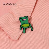 Cute Frog Enamel Pin Green Chair with Smiling Child Seat Brooch On Backpack Clothes Punk Badge Gift for Friend Kids Jewelry