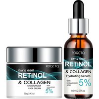 Retinol Cream & Hyaluronic Acid Serum Daily Set - Gentle Day Night Facial Moisturizing Firming Care for All Skin Types Skinca