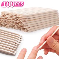 2026 50/100pcs Nail Art Pusher Orange Wood Sticks Cuticle Pusher Remover Rhinestones Dotting Removal Manicure Care Tools