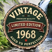 Vintage 1968 Limited Edition Metal Tin Sign - Aged to Perfection Retro Wall Decor for Man Cave & Home