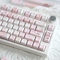 140-Key Pink Keycaps PBT Sublimation Cherry Profile Keyboard Keycaps for MX Switches Alice Layout Gaming Mechanical Keyboards