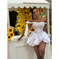 New Mini Short A-Line Pearl Fold Cocktail Ball Dress Sexy Off Shoulder Waist Black Girl Formal Wedding Party Dress Customized
