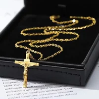 2026 New Cross Necklace 18K Gold Plated Religious Pendant Unisex Church Jewelry Gift Hypoallergenic Non-Fading Chain