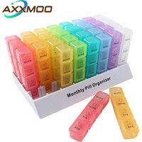 Monthly Pill Organizer 4 Times A Day, 31/32 Day Pill Box with 32 Compartments for Fish Oil, Vitamins, Supplements & Medication