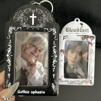 Photocard Holder Gothic Style Black White Cross K-Pop Photo Holder Classical European 3-3.5-In Anime Game Card Storage Clip