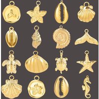 New 10PCS Starfish Shell Sea Turtle Marine Animals Charms For DIY Jewelry Making Supplies Stainless Steel Charm Pendant Findings