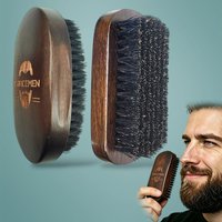 Gracemen Premium Dark Retro Beard Brush Oval Facial Brush for Men - 100 % Boar Bristle and Old-Styled Wooden Handle Hair Comb