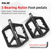 ESLNF Nylon 3 Bearing Bicycle Pedals Widened Platform Molybdenum Steel Shaft for Road Mountain Bikes