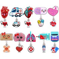 Silicone Retractable Nurse Doctor Hospital Medical Badge Reel Cartoon Cute Clip Brooches keychains Office ID Name Cards Holders