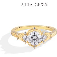 ATTAGEMS 2025 Luxury Moissanite Ring 1CT D VVS1 Diamond Round Cut S925 Sterling Silver Engagement Wedding Jewelry for Women Gift