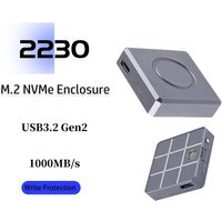2230 NVMe SSD Enclosure, PCIe USB3.2 10Gbps Aluminum M.2 Case Portable External 2230 Box Supports UASP TRIM Write Protection
