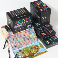 12-120 Colors Direct Liquid Soft Brush Tips Art Acrylic Markers For Painting Drawing Glass, Wood, Paper, DIY Back To School