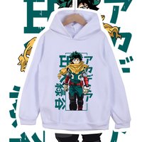 Kids Anime Cotton Tshirt Mha Midoriya Print Unisex Hoodie Sweatshirt for Boys Girls 100-160cm Cartoon Casual Clothes