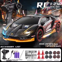 1/24 4WD RC Drift Car 2.4GHz High Speed Remote Control Racing Car Vehicle Model with LED Lights for Boy Toy Birthday Gifts
