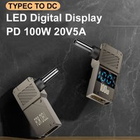 LED Digital Display 100W 19V 20V 5A USB C PD to DC Power Adapter Charger Plug Jack Tip For Laptop Lenovo Asus Hp 5521 5525 35135