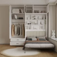 Full Murphy Bed With Closet Organizer With Drawers Full Size Bed Space-Saving Sleeping Arrangement For Multipurpose Bed