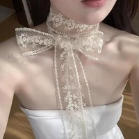 New Fashion Lace Scarf Long Ribbon Neckwear Summer Flower Pattern Braid Scarf Sweet Girls Y2K Neck Strap Neckband Accessories