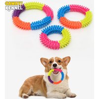 CAWAYI KENNEL TPR Gummi Dorn Ring Spielzeug Regenbogen Farbe Kauen Spielzeug für Kleine Große Hunde Haustier Welpen Zähne Schleifen Spielzeug Liefert D9230