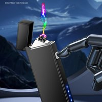 Mini Portable Windproof Double Arc Lighter, USB-C Rechargeable with Battery Display, Outdoor Smoking Gadget Gift