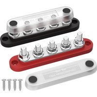 Power Distribution Block with Cover Mini 5 X 1/4" Studs Bus Bar Terminal Block Max 150A 48V DC 300V AC for Automotive Car