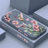 For P10 P20 P30 P40 P50 Pro Soft Silicone Liquid Shockproof Case For Huawei Mate 40 30 20 20X 10 Pro Flower Bird Pattern Cover