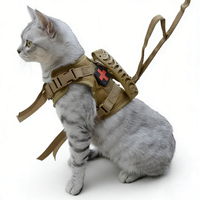Khaki tactical cat chest harness vest lead rope anti-break adjustable walking cat leash dog small dog chain
