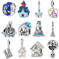 925 sterling silver pendant house castle beads compatible original bracelet necklace for men and women DIY jewelry gifts