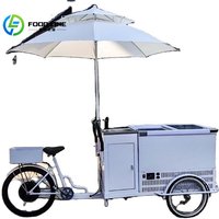 Customized Electric Steel Design Flower Display Bicycle Mobile Food Cart Hand Push Ice Cream Refrigerator Snack