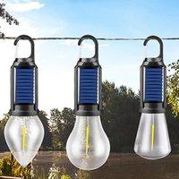 GGbingo Solar Powered LED Camping Lamp with Hook LED Lantern USB Charging Outdoor Tent Light Waterproof for Outdoor BBQ Camping