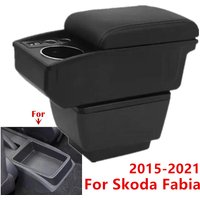 For Skoda Fabia Armrest box For Skoda Fabia 3 III 2015-2021 Car Armrest double-layer Storage box cup holder Car Accessories