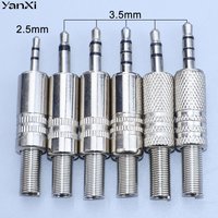 YanXi 2-5PCS 2.5/3.5mm 2/3/4Pole Male Headphone Plug Mono Stereo Audio Solder Cable Connector Earphone Jack Adapter Metal Housin