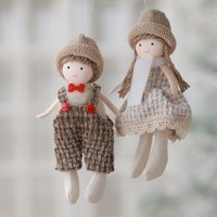 2Pcs New Christmas Cute Plush Angel Doll Pendant Lovely Boys Girls Xmas Tree Hanging Decoration Merry Christmas Party Ornaments