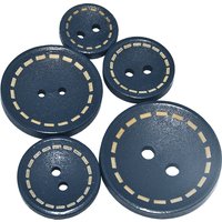 10PCs 30PCs Matt Navy Round Laser Dashed Wooden Buttons Denim Color Sewing Scrapbooking For Jeans Handmade 2 Holes Wood Button