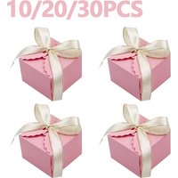 10/20/30PCS Pink Gift Lace Candy Boxes Ribbon-Elegant Suitable Pink Gift Lace Gift Boxes Weddings Birthdays Party