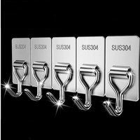 Self-Adhesive Towel Hooks 304 Stainless Steel Multi-Purpose Storage Hooks Home Kitchen Bar Key Bathroom Hangers Accessories