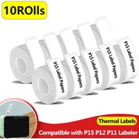 【10 rolls】 12x40mm white label sticker, suitable for label manufacturers phomemo D30/D32/D35/Q30, P11/P12/P15, Q1/Q2/Q3