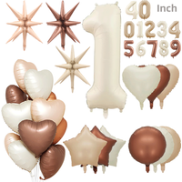 18/40Inch Cream Big Number Balloon Love Foil Helium Balloons Birthday Decoration Girl 1 Year Birthday Decor Baloons For Birthday