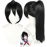Black Straight Long Ponytail Wig (Women's) Halloween Party Game: “Yandere Simulator” Aishi Ayano Cosplay