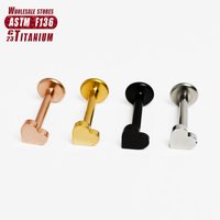 F136 Titanium Piercing Heart Earrings Lip Studs Flat Star Top Ring Tragus Piercing Cartilage Septum Women Men Body Jewelry Gift