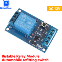 12V Bistable Relay Module Single Button Latching Relay Module Self-Locking Switch for Car Modification Start-Stop System