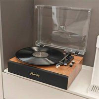 Vinyl Record Player T03 3-Speed Bluetooth Suitcase Portable Belt-Driven Record Player with Built-in Speakers RCA Line Out AUX in