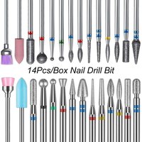 14pcs/set Nail Drill Machine Bit Nail Gel Removal Polishing Tools Pedicure Manicure Rotary Grinding Buffer Polisher