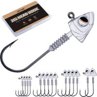 Goture Swimbait Jig Head Hooks 15PCS,3.5g-10g High Carbon Steel Fishing Hooks with 3D Eyes Bait Keeper,for Bass Walleye Fishing