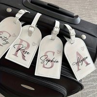 Custom Name Tag - Elegant Font Engraving Name/Initials, PU Material - Wedding, Birthday, Travel Gift - Custom Letter (A-Z)